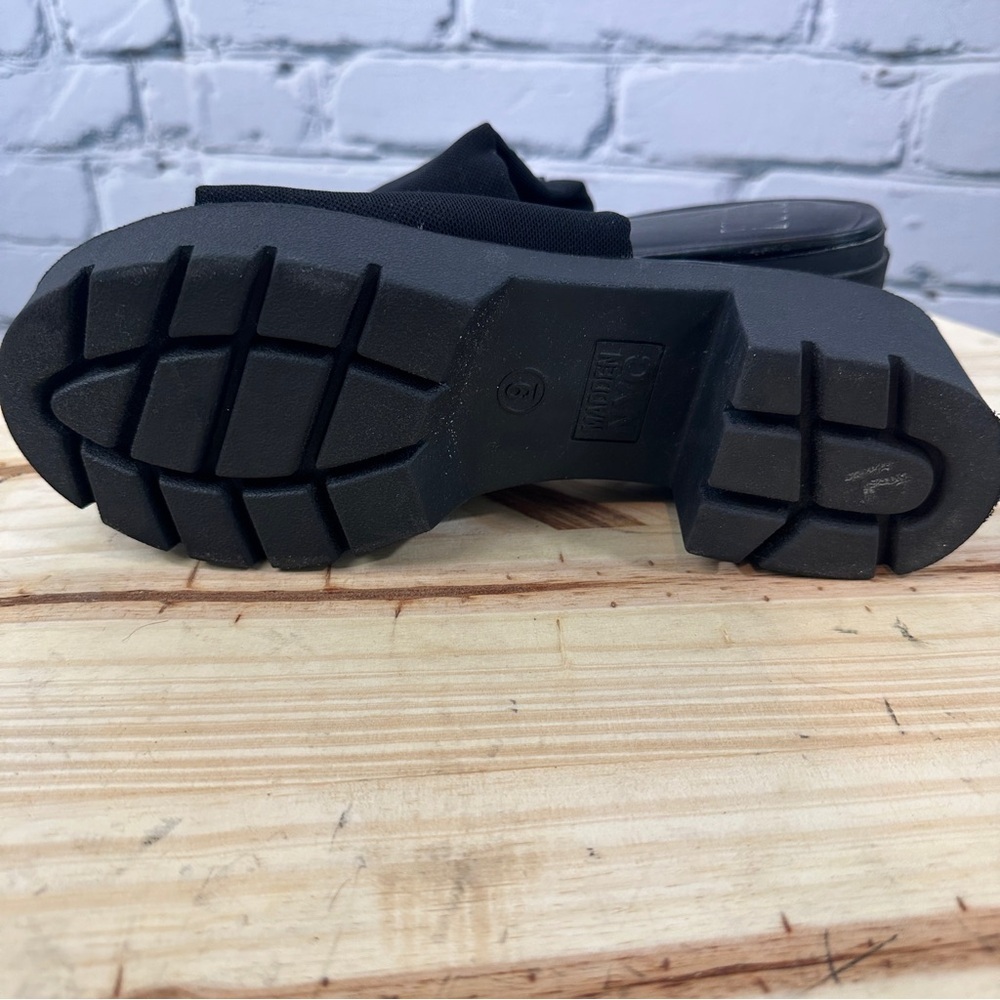 Madden NYC Chunky Platform Sandals Slide Womens Sz 9 Black Y2k 90s Style Slip On - Picture 4 of 10